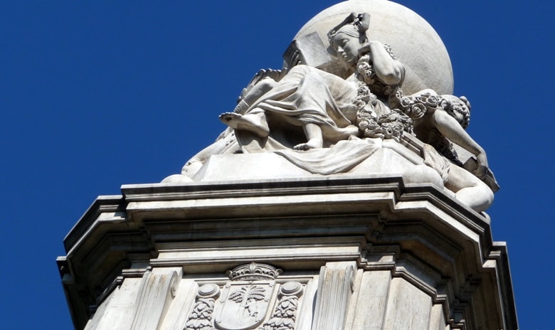 madrid cervantes monument girl reading casafari spain