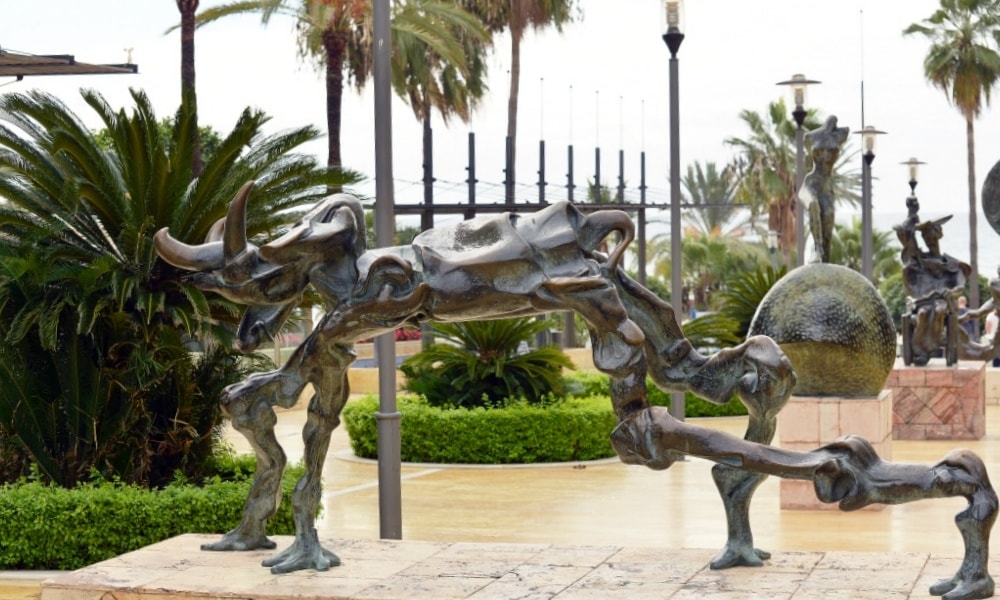 Avenida del Mar with Salvador Dali sculptures in Marbella Town.