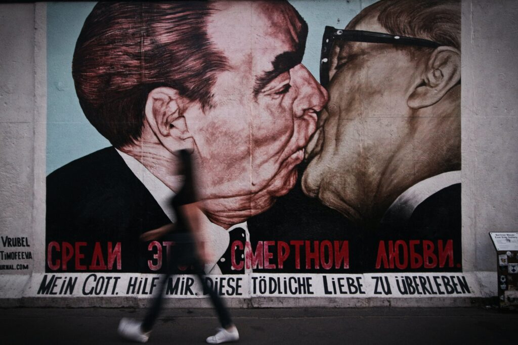 Famous panel on East Side Gallery, in Berlin, Germany