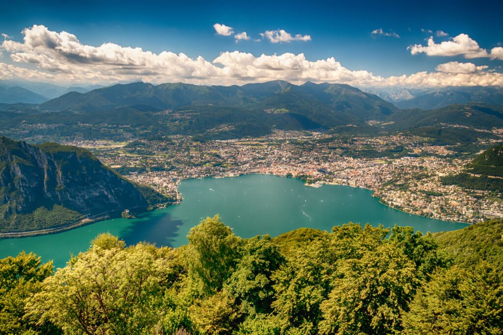 Lake Como seen from above, Italy