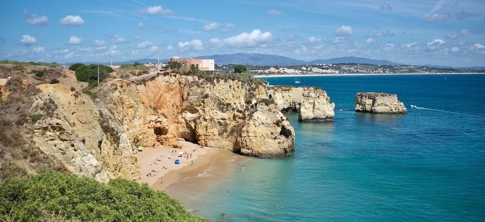 Praia em Lagos vista de cima, Algarve, Portugal