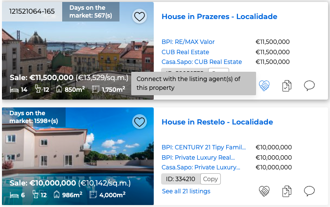 Properties active on CASAFARI Connect