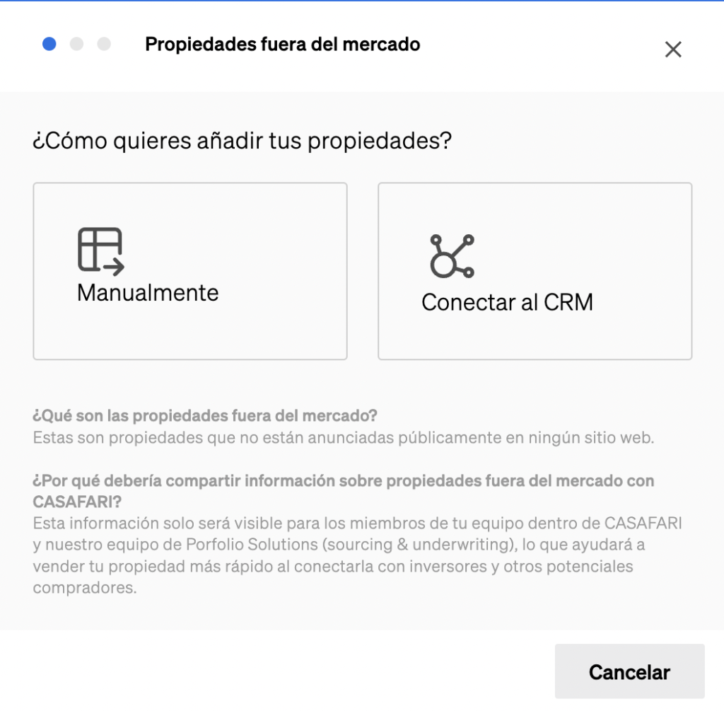 Agregar una propiedad fuera del mercado a CASAFARI