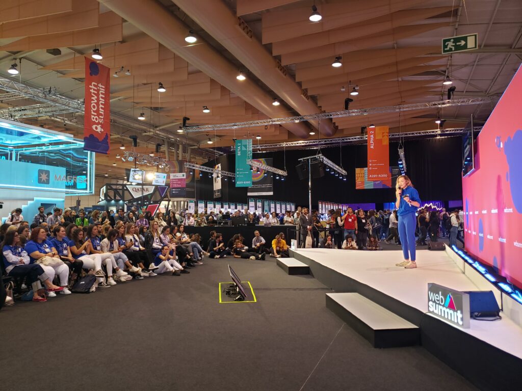Mila Suharev at the Growth Summit of the Web Summit 2022, with the talk "Crisis as an opportunity for growth"