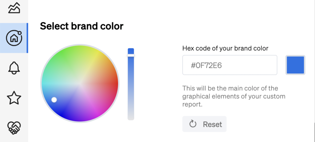 Colour picker, for agents to put their branding into their property valuation reports