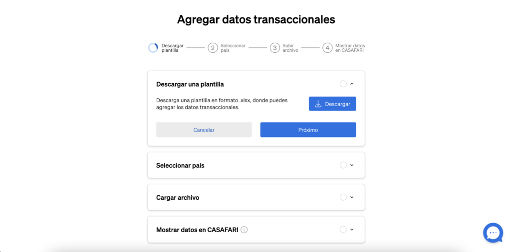 Último paso para añadir datos transaccionales en masa a CASAFARI