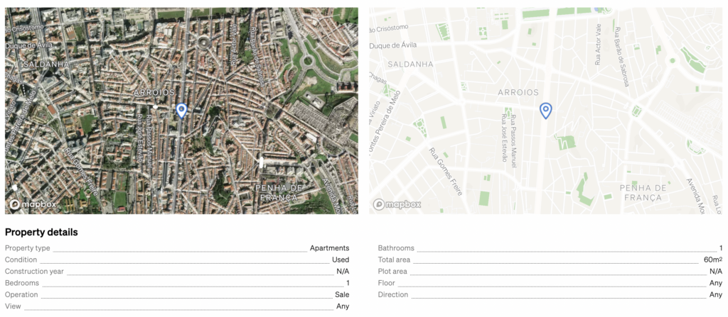 property information inside CASAFARI's property valuation report